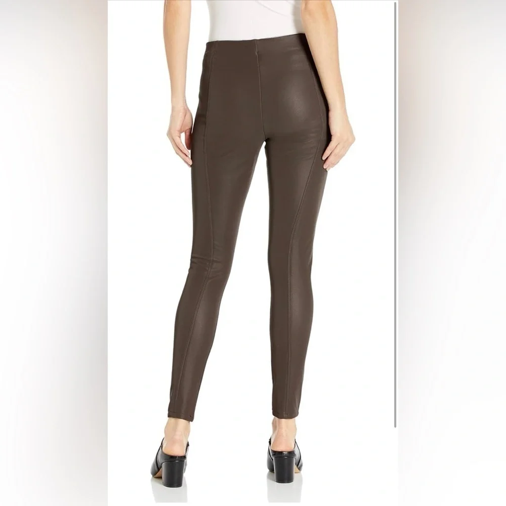 Large Kendall & Kylie faux leather pebbled leggings pants mulch brown stretchy